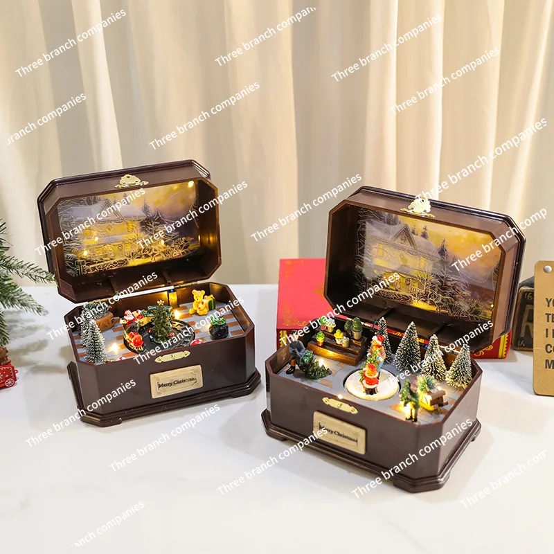 Music Box Decorations Will Rotate and Shine with Music USB Battery Dual-purpose