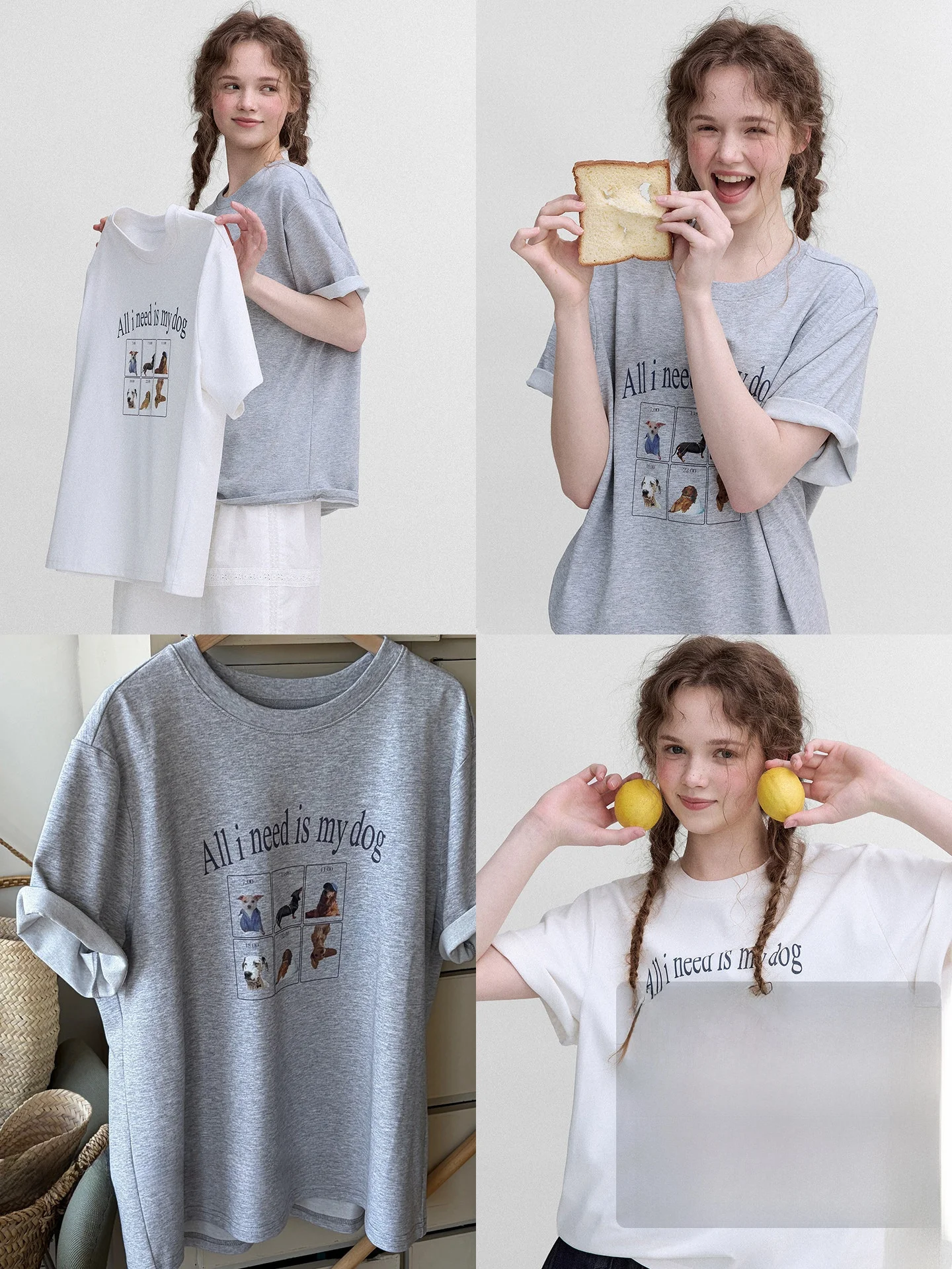 

Cute Print High Cotton Weight round Neck Short Sleeve T-Shirt for Women Commute Style Summer Fashion British Style Loose Fit