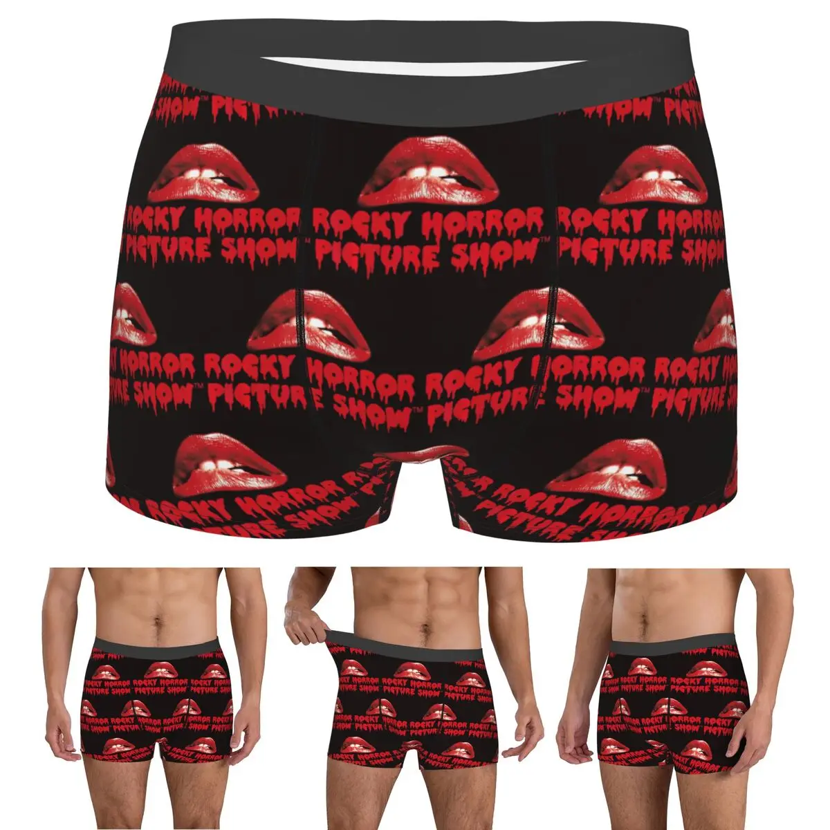 Boxer Underpants Shorts The Rocky Horror Picture Show Lips Logo Panties Men Breathable Underwear for Homme Man Boyfriend Gift
