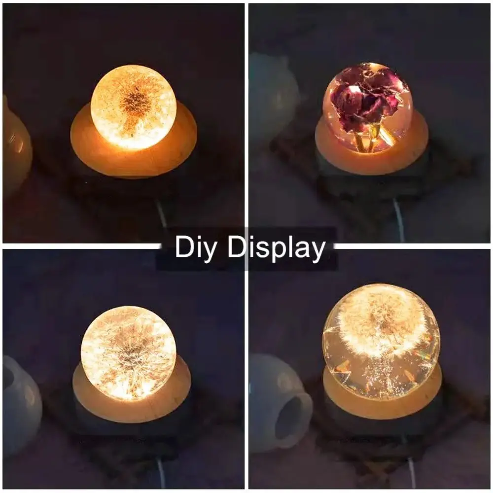 

Bohemian Round Lamp Base Solid Wood LED Lamp Holder Display Stand Lamp Stand Base Bedroom