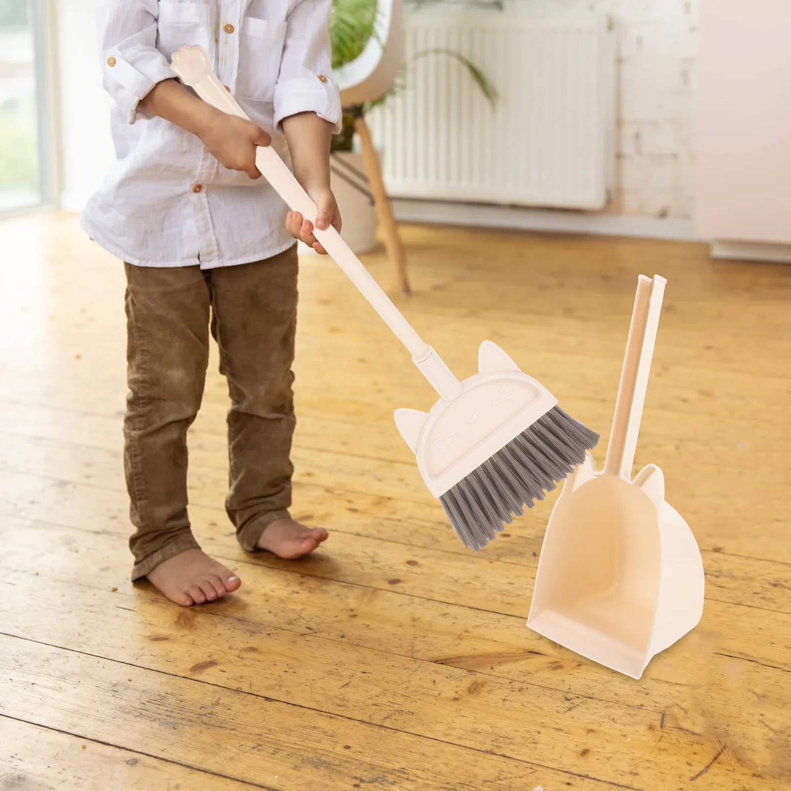 1Set Kids Small Broom Set Plastic Broom with Dustpan for Children Cute Housekeeping Tools for Toddlers Home Use