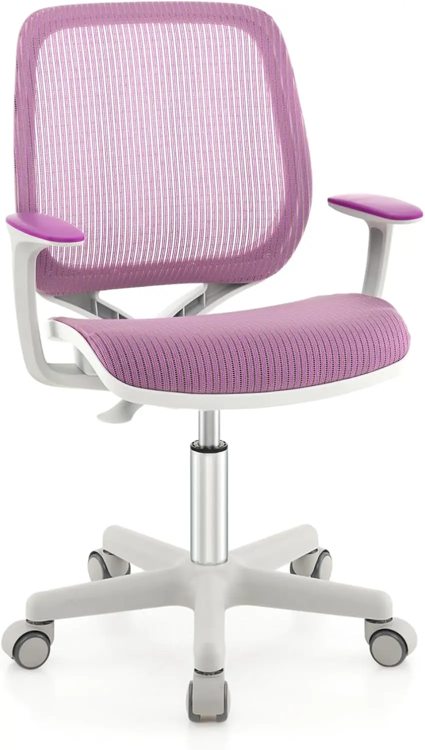 

Ergonomic Kids Desk Chair with Sit-Lock Wheels, Mesh Swivel Chair for Girls Boys, Purple