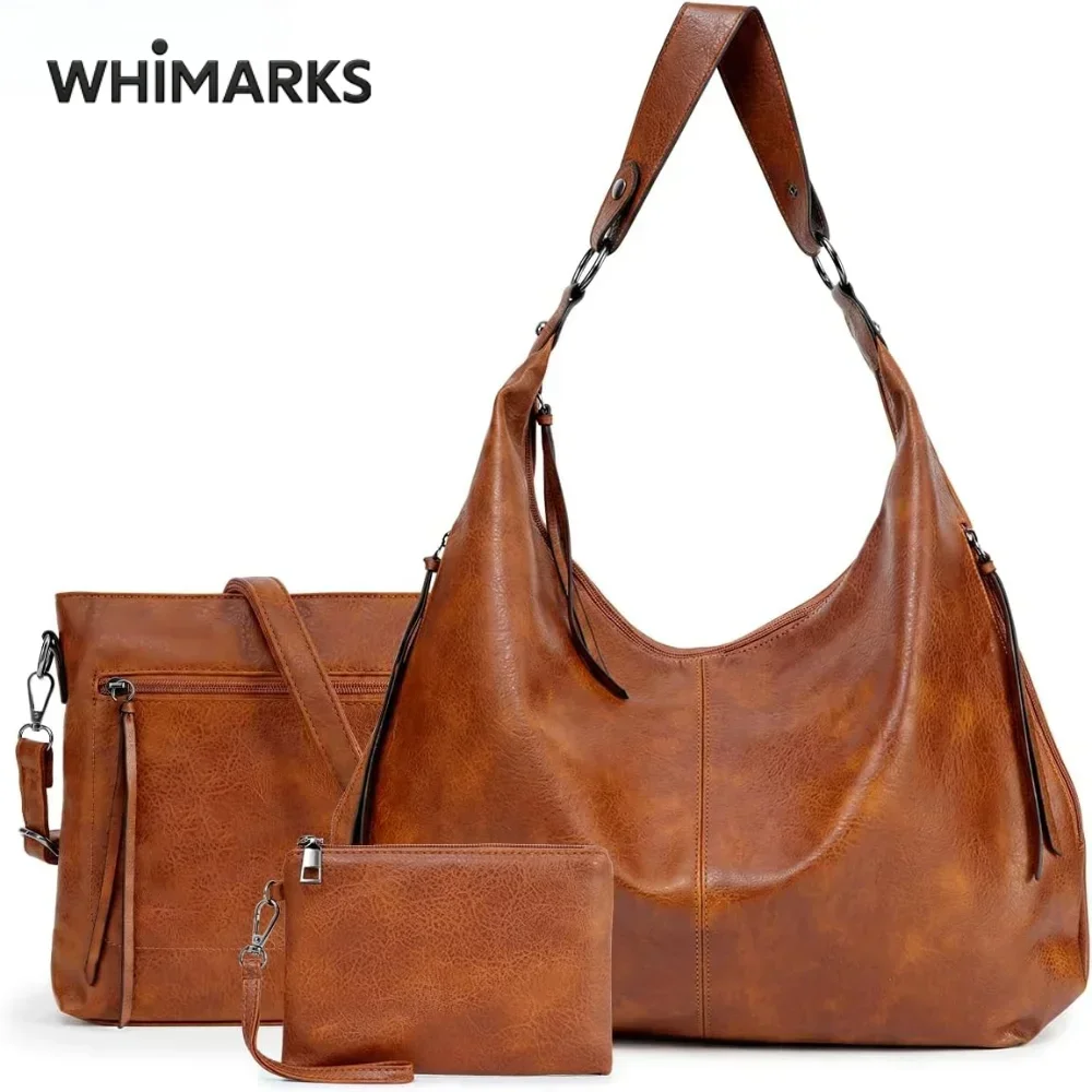 WHIMARKS 3Pcs/Set Bags Large-Capacity Tote/Shoulder Bag Crossbody/Handbags Set for Daily Travel Work Commuter Multi-Functional