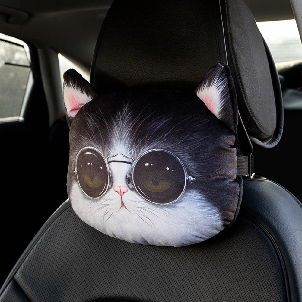 Cute Cat Car Headrest Car Neck Pillow Novelty Heads Support Cushion Interior Car Accessories Vehicle Supplies