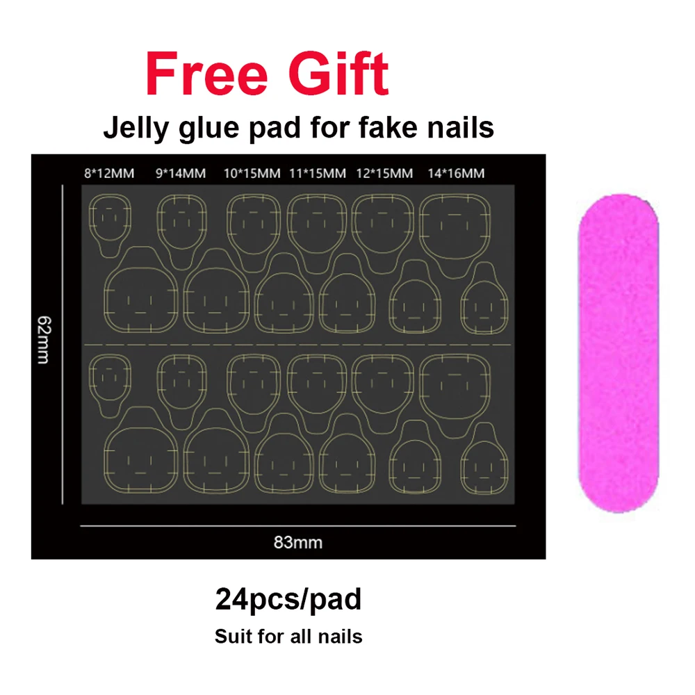 3D fake nails long french almond capsule tips glitter diamodn with black pattern design DIY manicure decoration false nail kit