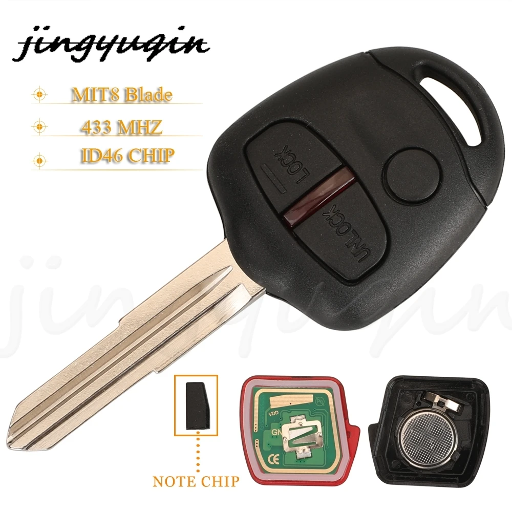 

jingyuqin 3Buttons Smart Remote Car Key Fob 433Mhz ID46 Chip For Mitsubishi Triton Pajero L200 Shogun With Left Blade MIT8 Uncut