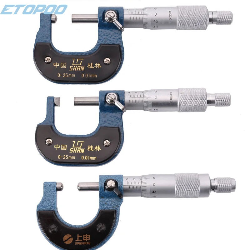 0-25mm Tube Micrometer knife head micrometer with drum head wall thickness gauge ball face measuring gauge