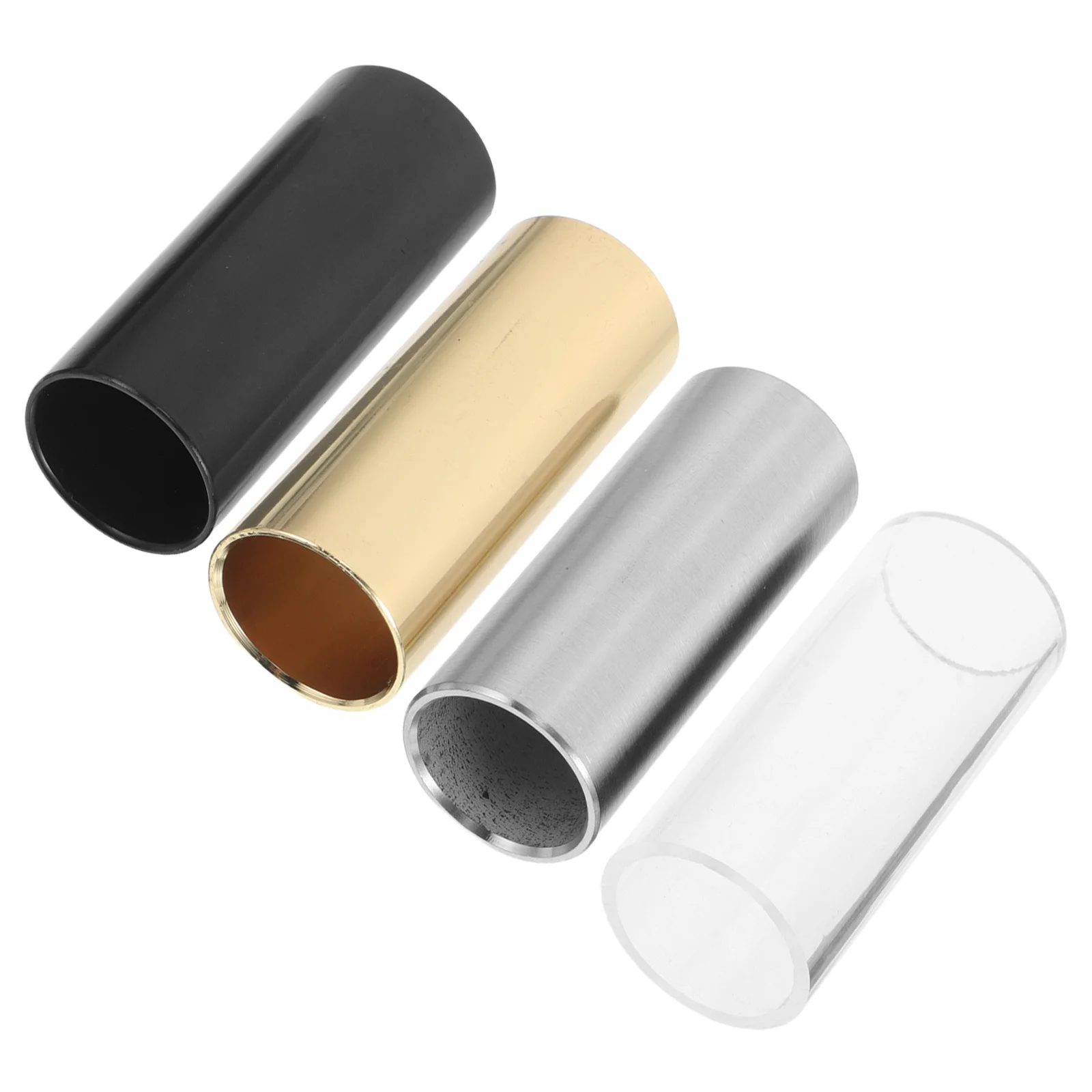 

4Pcs Guitar Slide Bars Silver Gold Black Transparent 60Mm Finger Slider Tune Stick Metal Slides for Electric Acoustic Bass