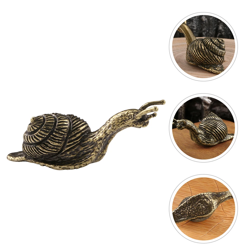 

Retro Ornament Brass Metal Snail Statue Vintage Desktop Decoration Mini Brass Snail Decor -Resistant Space-Saving
