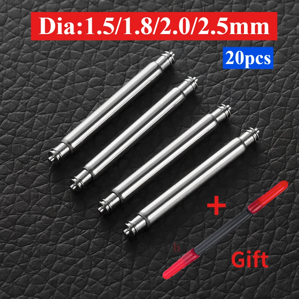 

20pcs Watch Band Pins 1.5/1.8/2.0/2.5mm Diameter 14/16/18/19/20/22mm Metal Steel Spring Bars Link Pins Watch Repair Tools