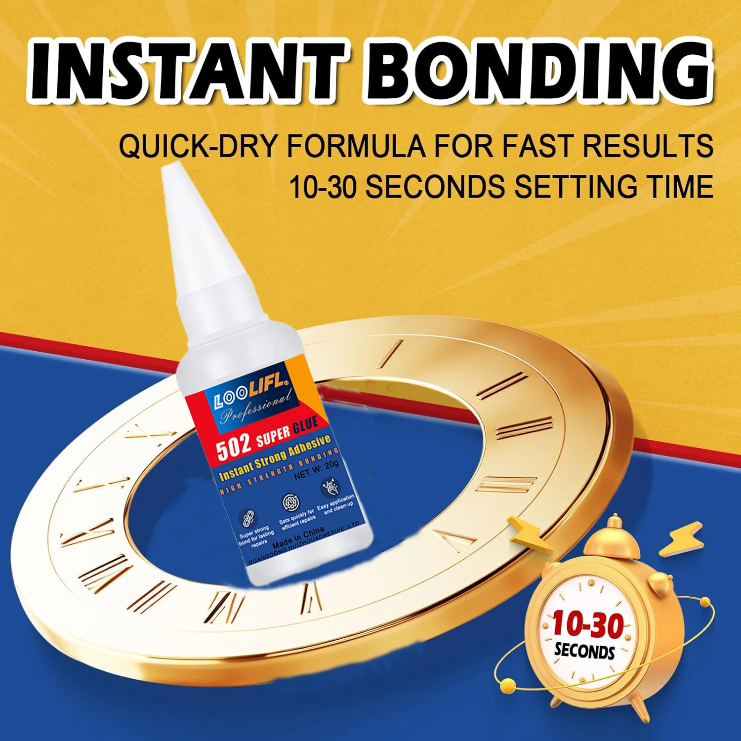 

Сверхпрочный универсальный клей 502, 10-секундное склеивание, водонепроницаемый, подходит для пластика, керамики, металлов, дерева и т. д.