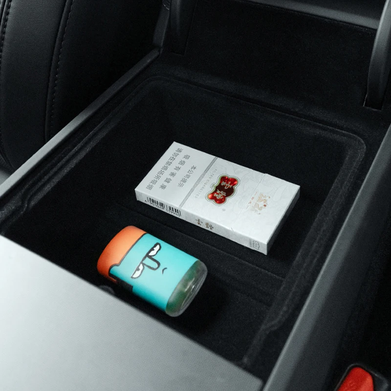 ถาดจัดระเบียบคอนโซลกลางสำหรับรถยนต์เทสล่า รุ่น 3/Y ปี 2025 กล่องเก็บของในที่วางแขน (แบบกำมะหยี่) กล่องที่วางแขน