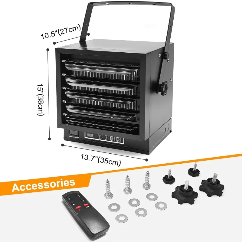 10000W Electric Garage Heater,240v Hardwired Fan-Forced Shop Heater Digital Thermostat,Remote Control and Timer,ECO Function