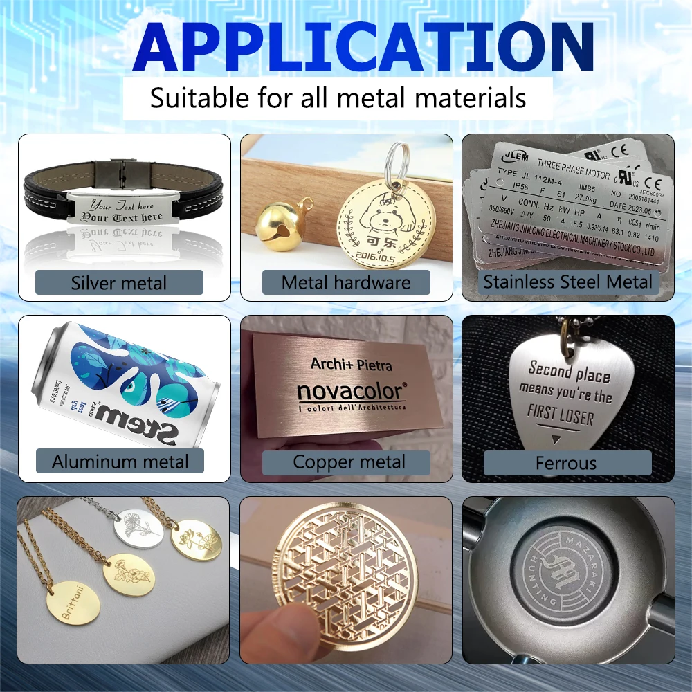 200 ワットガルボファイバーレーザーマーキングマシン JPT MOPA JPT 200 ワット MOPA M7 ゴールドシルバー金属彫刻切断 110*110 ミリメートル