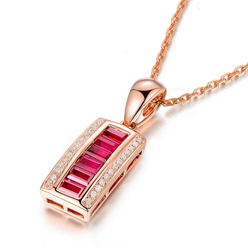 الطبيعية روبي/الزمرد 18K قلادة ذهبية نقية ريال الاتحاد الأفريقي 750 الصلبة الذهب الراقي العصرية الكلاسيكية غرامة مجوهرات رائجة بيع جديد 2025