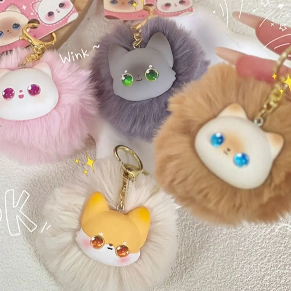 

Funny Ginger Cat Siamese Cat Plush Keyring Cartoon Animal Rex Rabbit Fur Pendant Kawaii Stuffed Kitty Plushies Pendant Kids