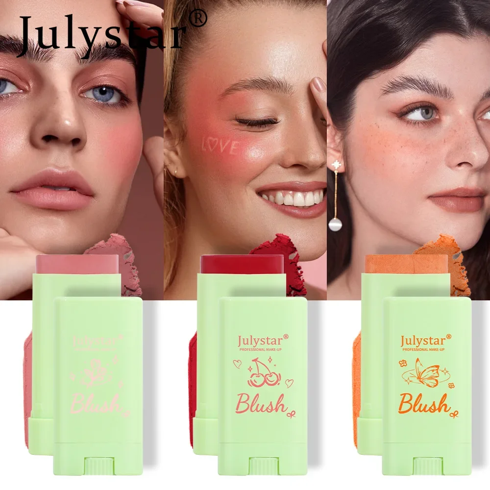 

Julystar 3 Color Blush Matte Texture Waterproof Lasting Brighten Skin Tone Multi-functional Big Capacity Fashion Blush Stick 15g