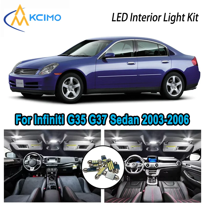 

For Infiniti G35 G37 Sedan 2003-2006 2004 Premium Bright LED Interior Dome Map Trunk Light Kit Car Led Lamps Canbus No Error