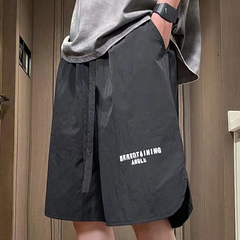 

Летние мужские шорты с принтом и надписями, с пятью карманами, до колен, прямые, свободные, уличные, повседневные, оверсайз, спортивные шорты