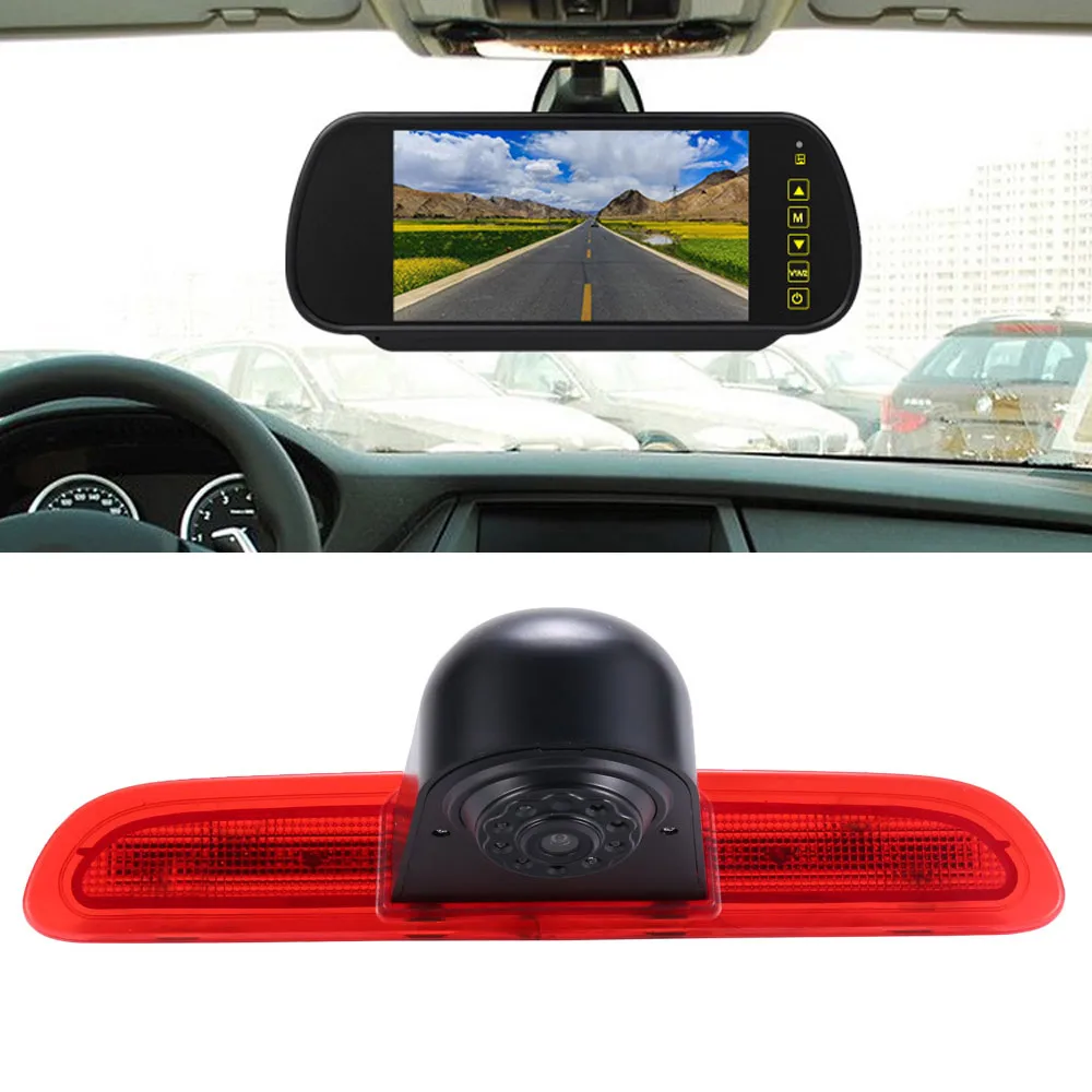 

Car reverse camera +7"Mirror for Toyota Commuter HiAce H200 MK5 Van LWB Trh Kdh Tailgate Bus 3rd Stop Brake Light Transporter