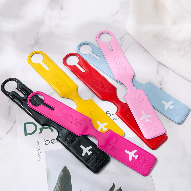 Creative Travel Accessories Small Strip PU Leather Luggage Tag Suitcase ID Address Holder Baggage Boarding Tags Portable Label