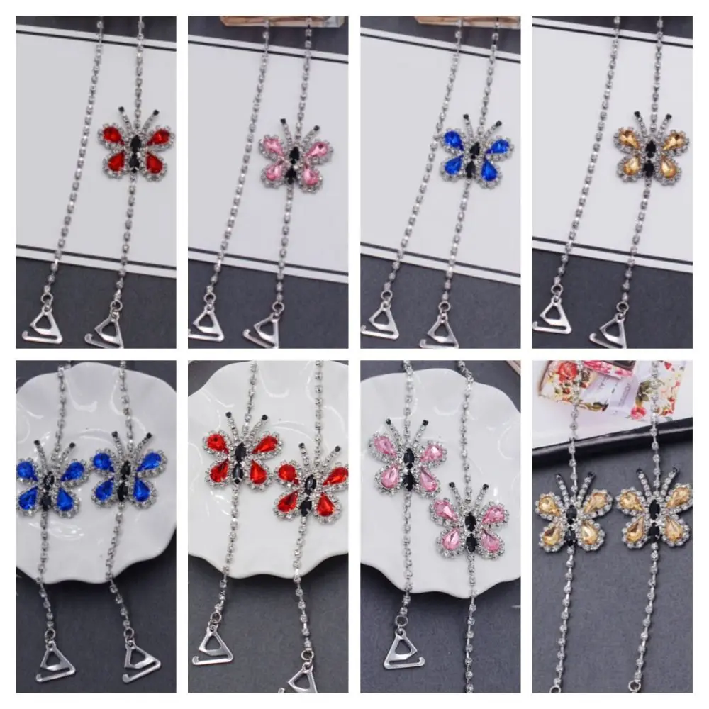 Butterfly Rhinestone Bra Straps Invisible Glitter Aniti-slip Underwear Straps Bra Accessories Clothing Intimates