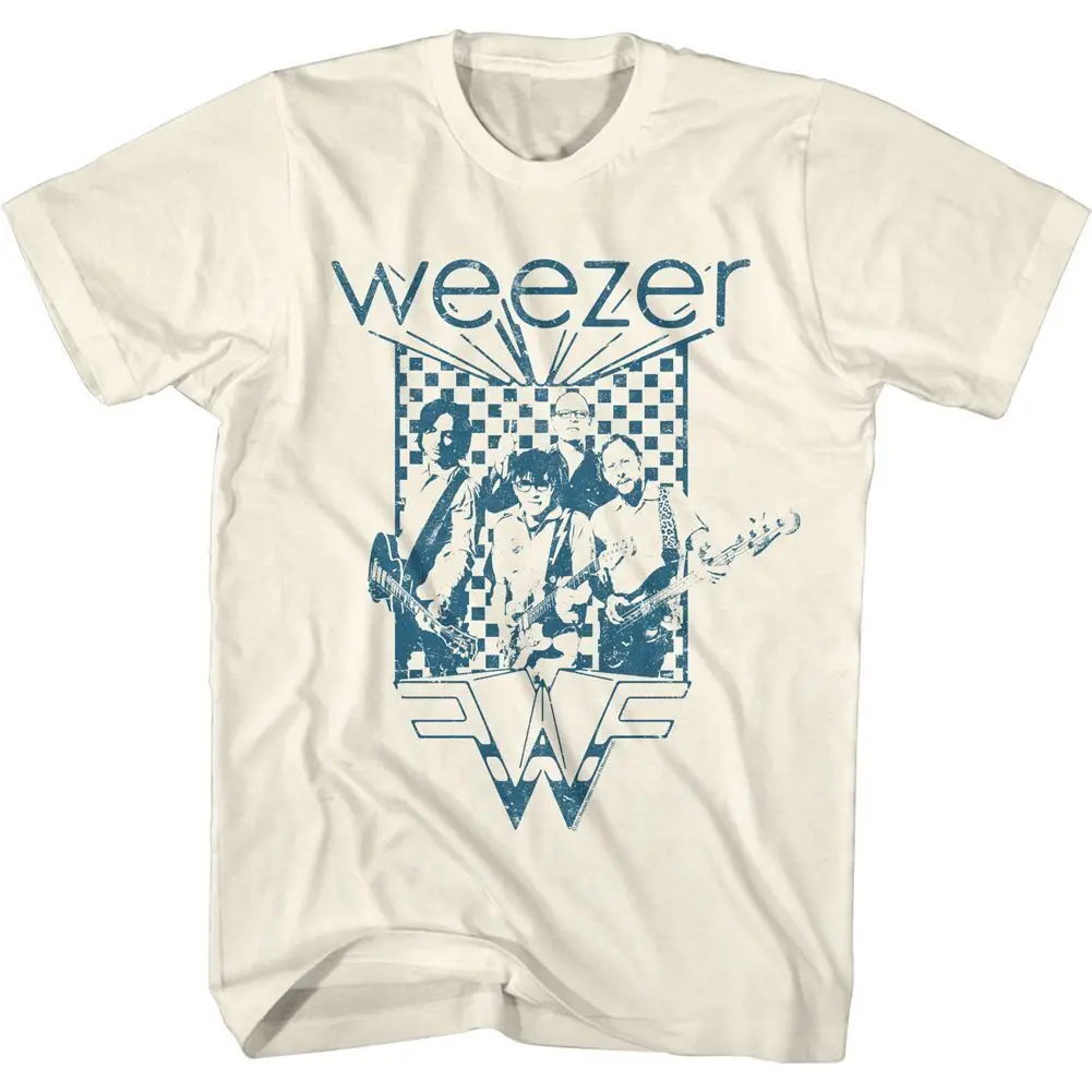 Weezer Blue Checkered Box Natural Alternative Rock Music Band T Shirt