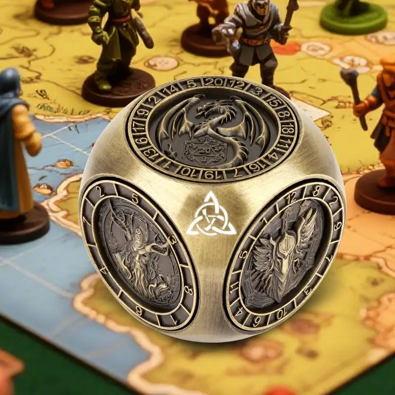Kreatywne kości obrotowe z sześcioma różnymi wzorami D4/d6D/d8/d10/d12/d20 Metalowe kości obrotowe 7 w 1 do gier RPG i ról