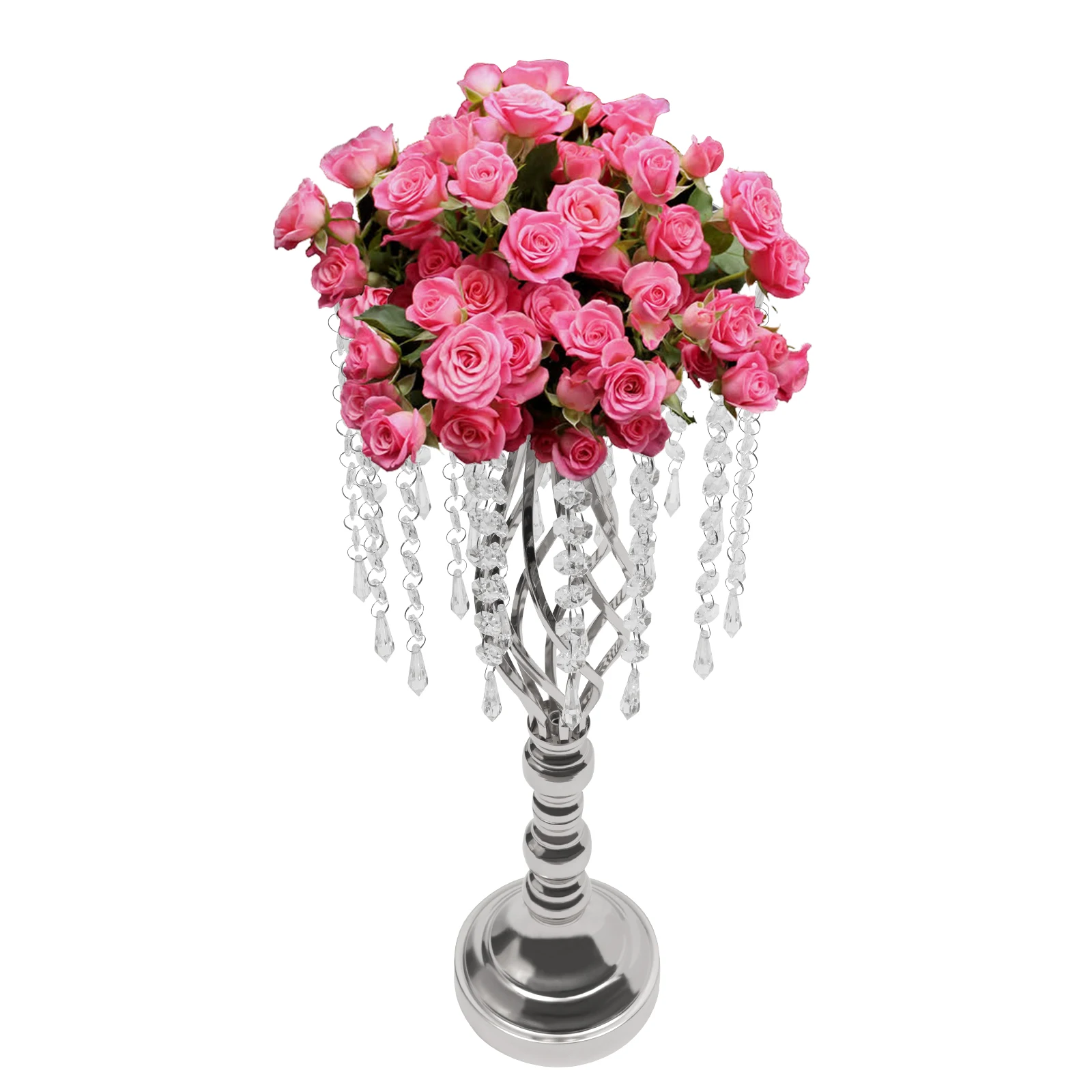 55cm Crystal Flower Stand Wedding Road Lead Flower Holders Centerpiece Floral Vases for Reception Tables 6 Pcs, Silver/Gold image 3