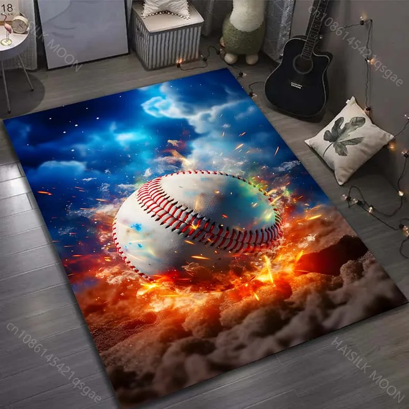 Multiple sizes Baseball Themed Sports  Pattern Carpet for Living Room Bedroom Sofa Home Decor Non-slip Floor Mat Luxury Gift