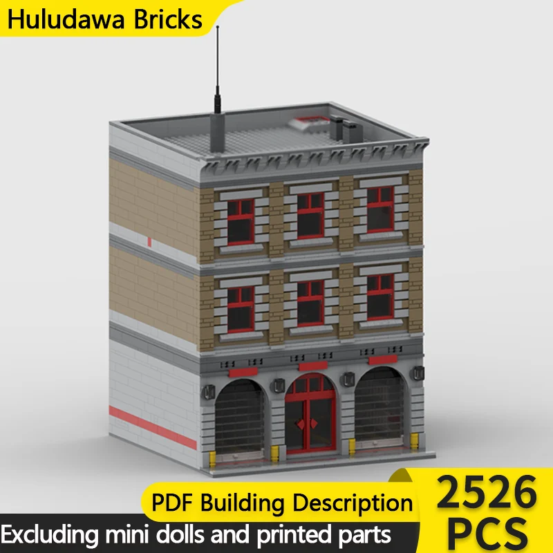 

City Street View Model MOC Building Bricks Fire Station House Modular Technology Children Holiday Gifts Assemble Toys Suit