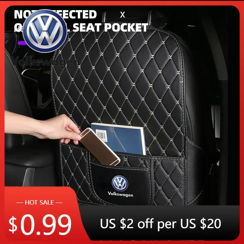

For VOLKSWAGEN VW 2025 Hot 1pcs Leather Car Anti-Kick Mats Auto Seat Back Protector Cover Car Accessories For Volkswagen VW R Li