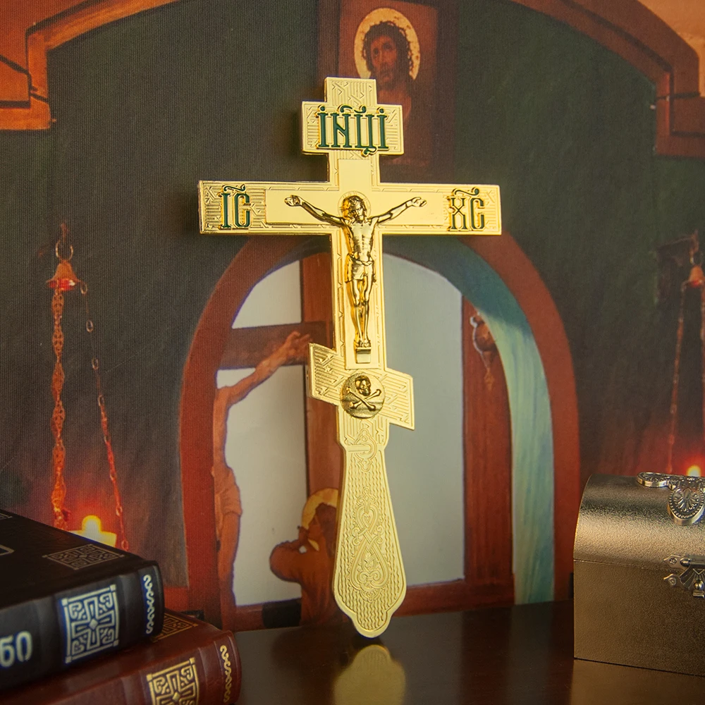 HTISOK Orthodoxes Kreuz Jesus-Kruzifix Segenskreuz Religiöse Artikel Heimdekoration für Orthodoxe Kirchen Religiöse Versorgung & Geschenk – Detail 2