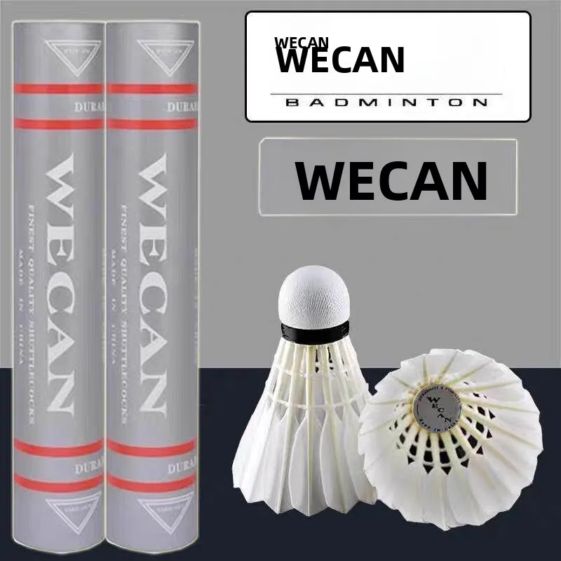 wecan-silver-weiken-badminton-shuttlecocks-durable-stable-flight-training-club-use-12-pieces-per-set-high-quality-wooden-core