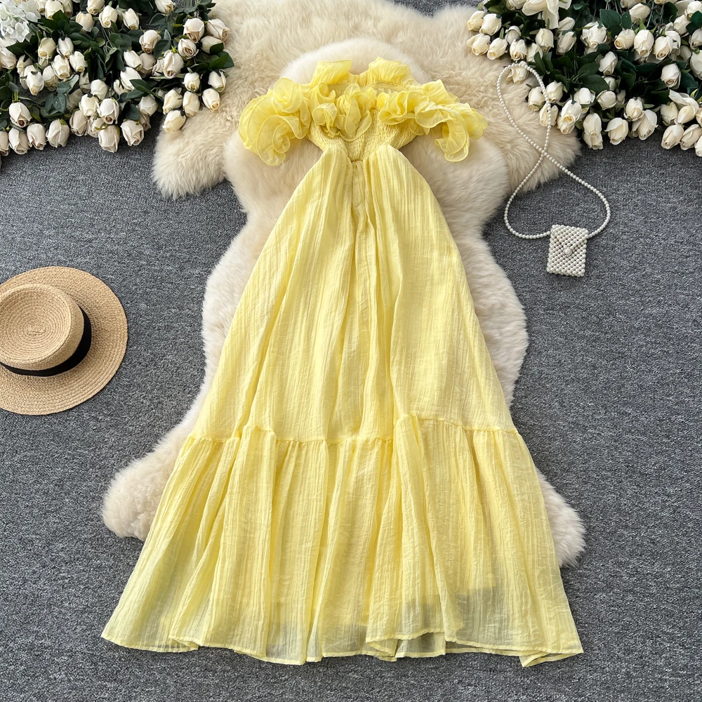 فستان أنيق حلو بدون أكتاف ورقبة مائلة فستان كوري أنيق للحفلات فستان نسائي أنيق للخريف #2