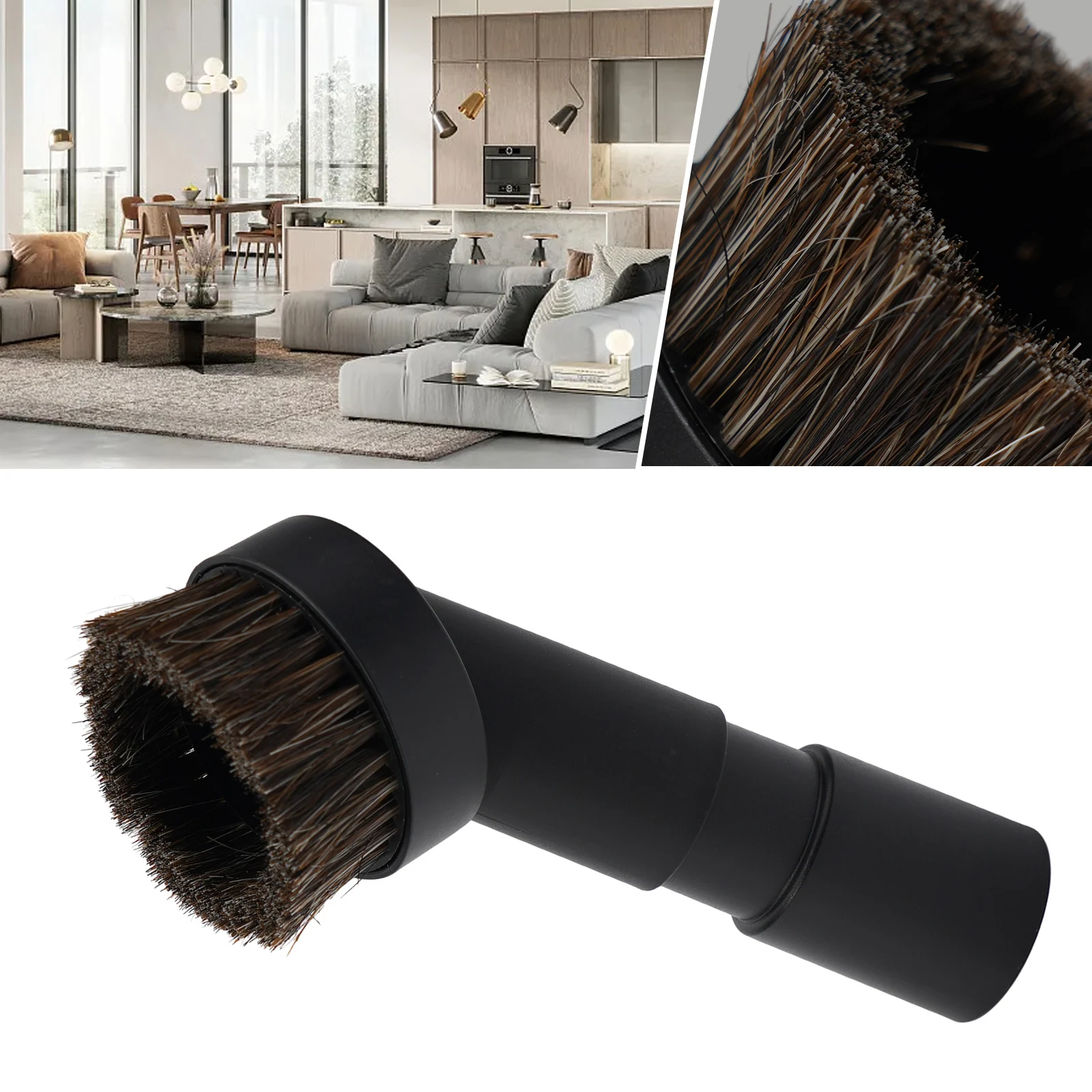 2.5cm Long Horse Hair Round Brush + Vacuum Cleaner Converting Adapter 32mm To 35mm Vacuum Cleaner Spare Part Cleaning Accessorie