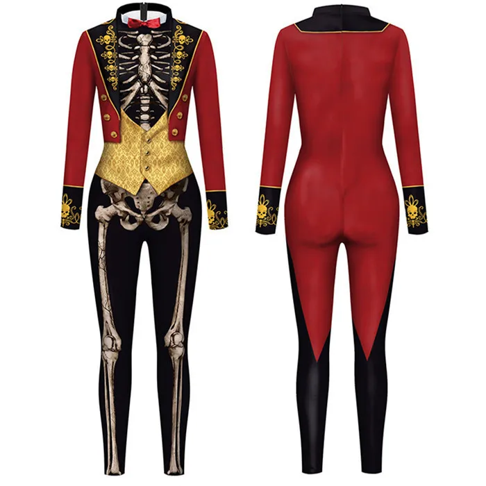 Damen Herren Karneval Cosplay Jumpsuit Skelett-Druck Halloween-Kostüm Fancy Party Catsuit Show Spandex Zentai Bodysuit Anzug – Detail 6