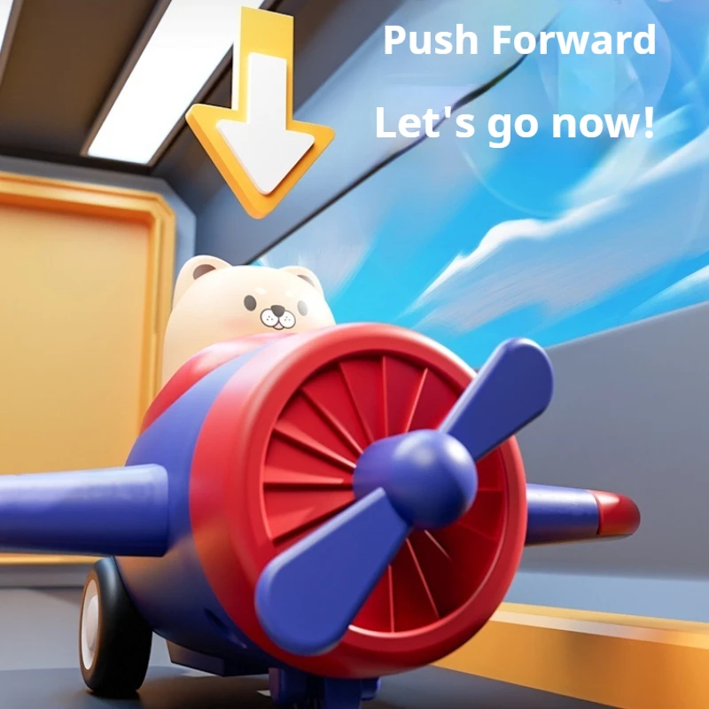 Children Press Toy Airplane Propeller Movable Cartoon Cute Inertia Resistant Material Smooth Delicate Without Burrs Puzzle Boy