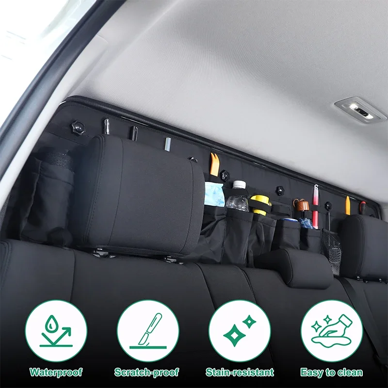 For Toyota Tundra 2022-2024 Black Car Seat Headrest Storage Bag Trunk Window Hanging Bag Organizer Car Modification Accessories