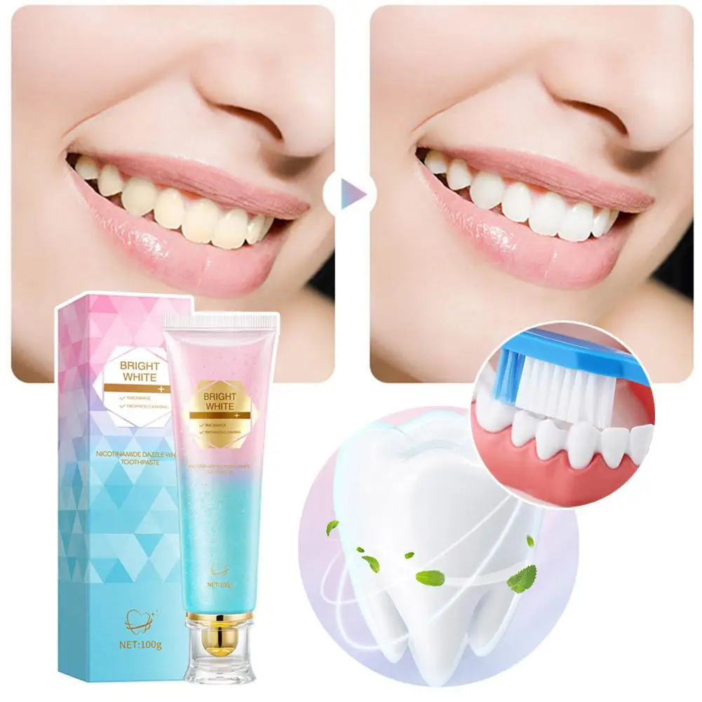 100g Dazzling White Toothpaste Breath Niacinamide Teeth Tone Remove Toothpaste Bad Tooth Care To Stains Breath Remove D4s6