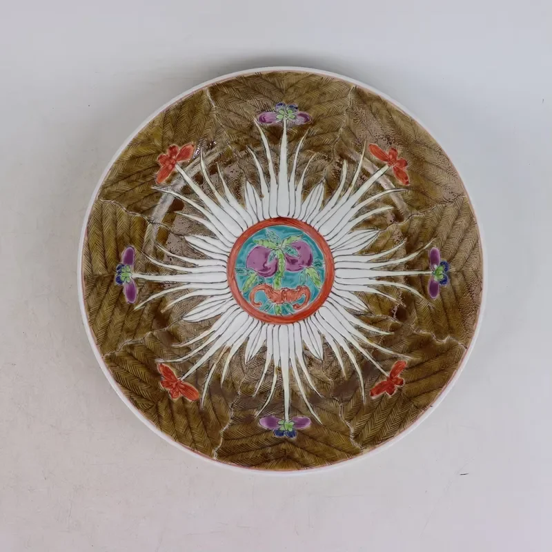 【CHIMU HOME】 10 inch hand painted bok choy porcelain plate traditional Chinese design decorative serving dish