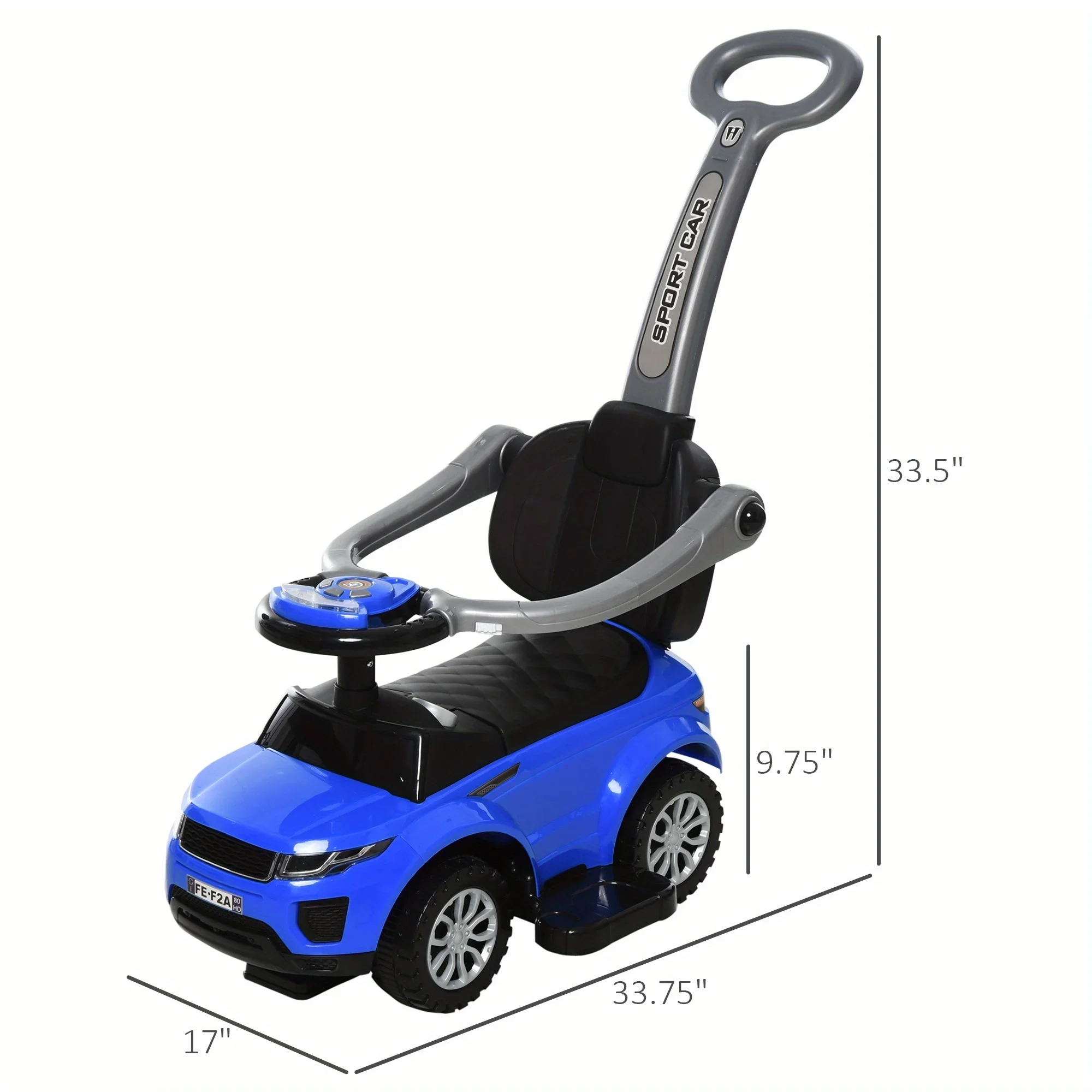 Auto a spinta 2 in 1 per i più piccoli Passeggiata per bambini Passeggino per auto a spinta Auto scorrevole con funzione di luce musicale clacson Bar sicuro Ride on Toy