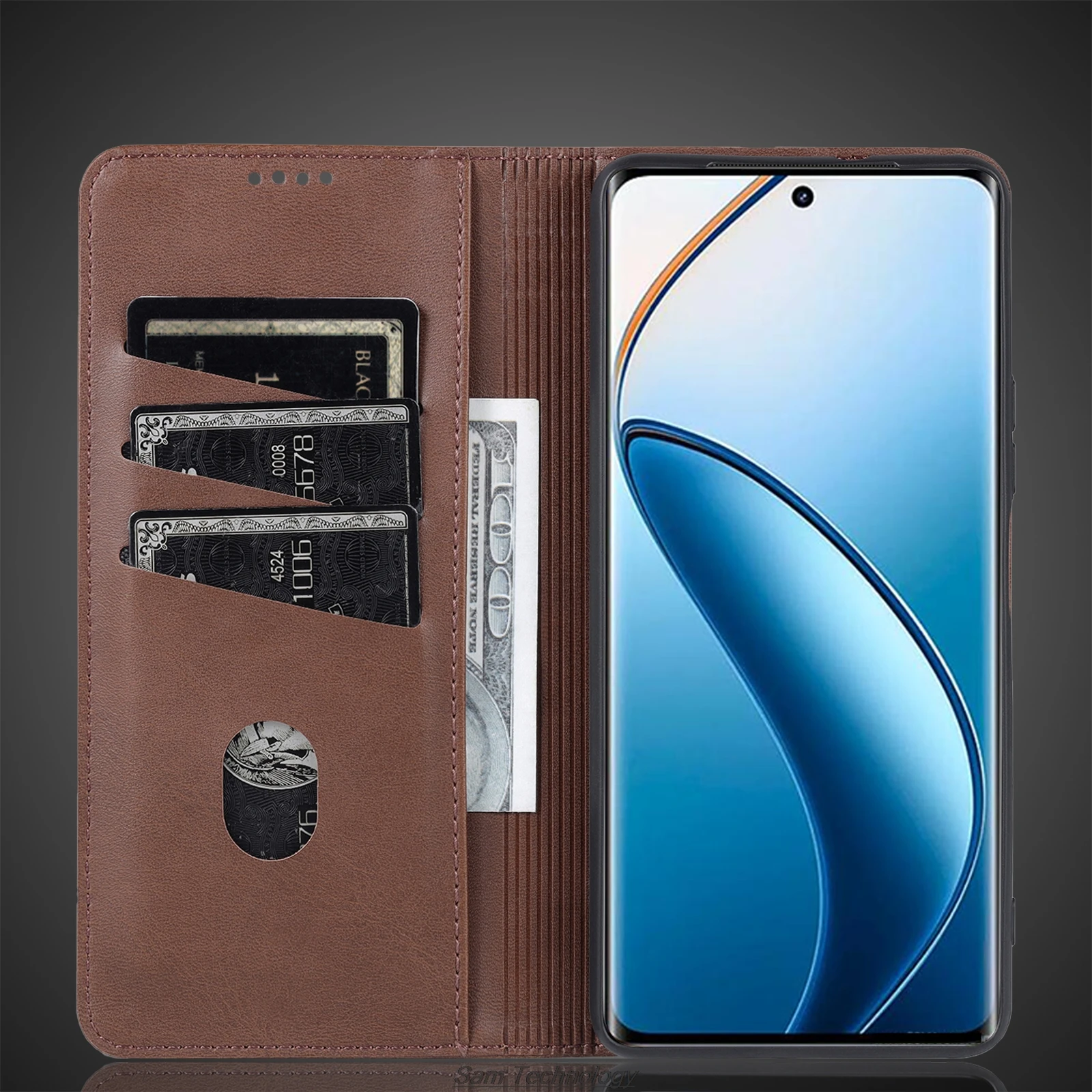 Magnetic Adsorption Leather Fitted Case for OPPO Realme 12 Pro plus / Realme12 Pro+ Flip Cover Protective Case Capa Fundas Coque