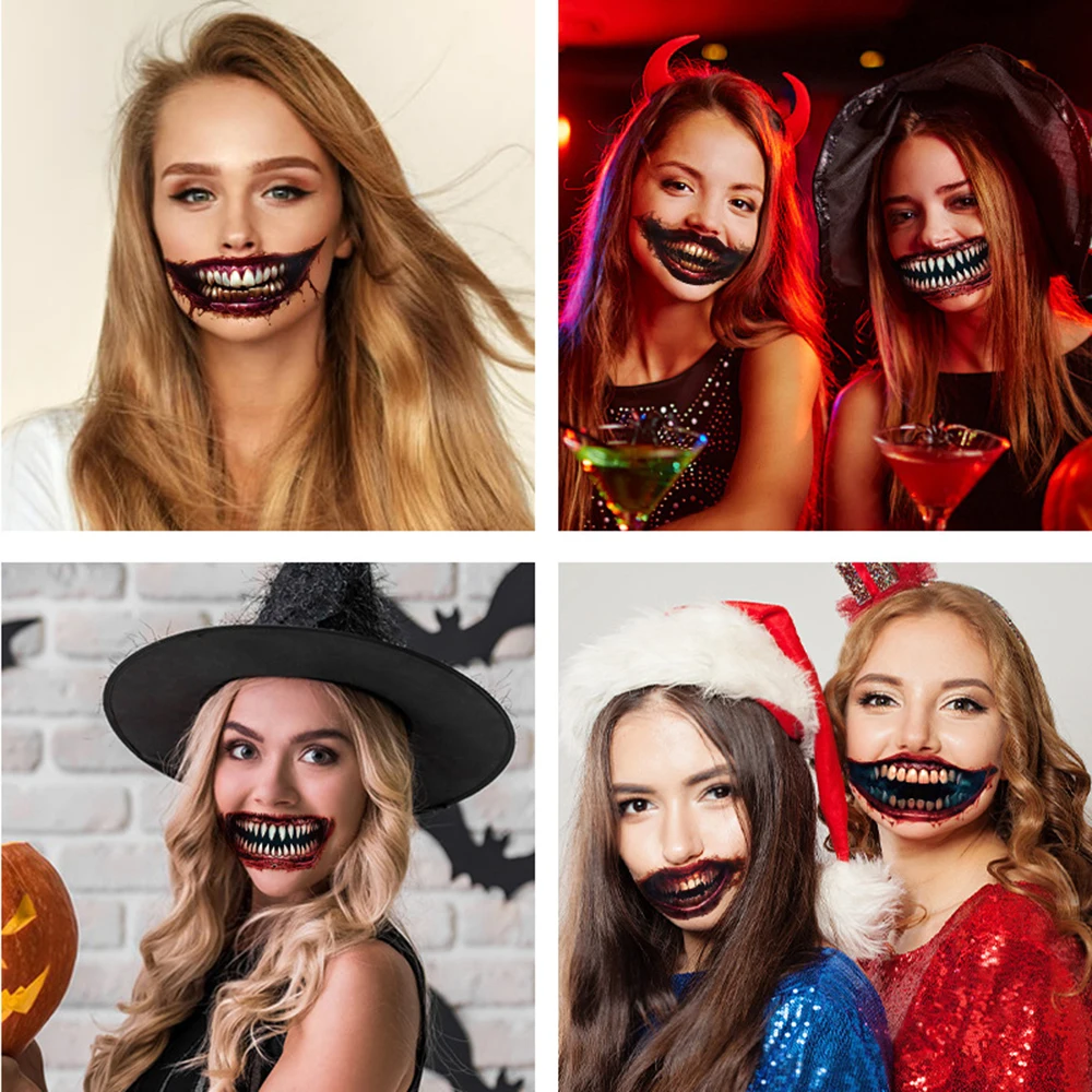 1/20pcs Halloween Spukhaus Horror Thriller Big Mouth Tattoo Aufkleber Kostüm Party Gesicht Aufkleber geeignet für Weihnachts feier