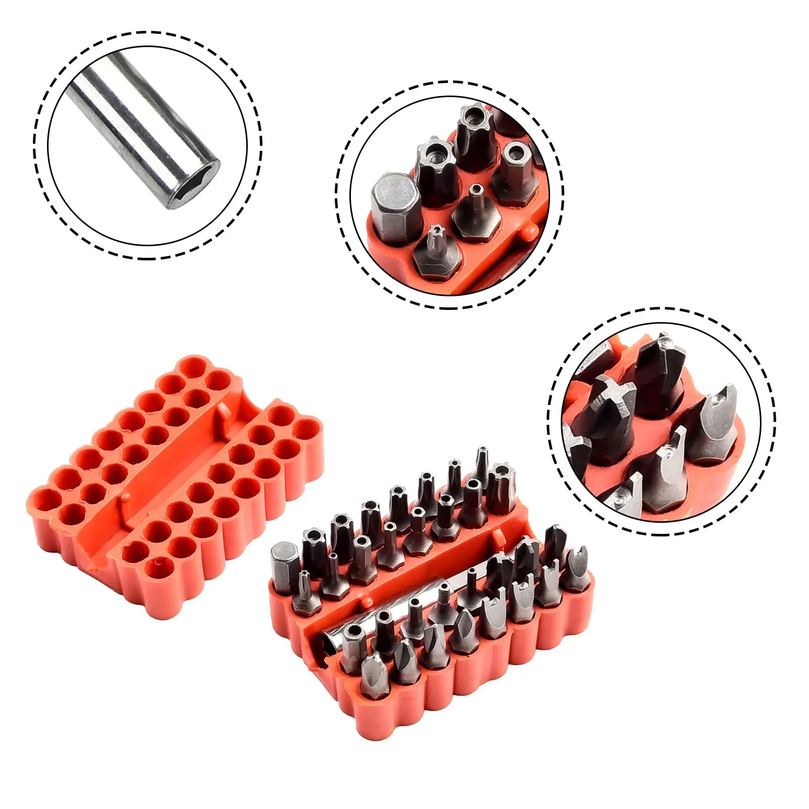 33pcs Security Bit Set With Magnetic Extension Bit Manual Tool Holder Tamper Star Screwdriver Bits Set Quick Release Bit Holder