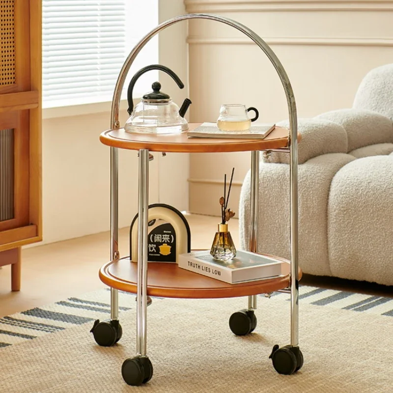 

Wheels Modern Side Table, Round Foldable Portable Design, Nordic Corner Small End Table