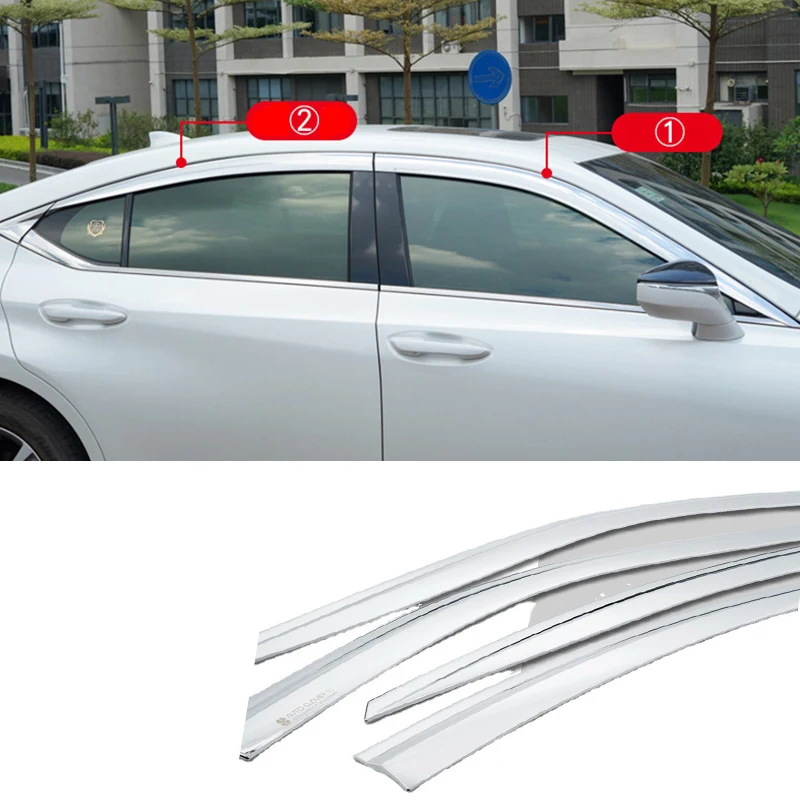 

Car accessories FIT For Lexus ES XZ10 300 2019-2024 chrome waterproof Door Window Visor Vent Shades Sun Rain Guard