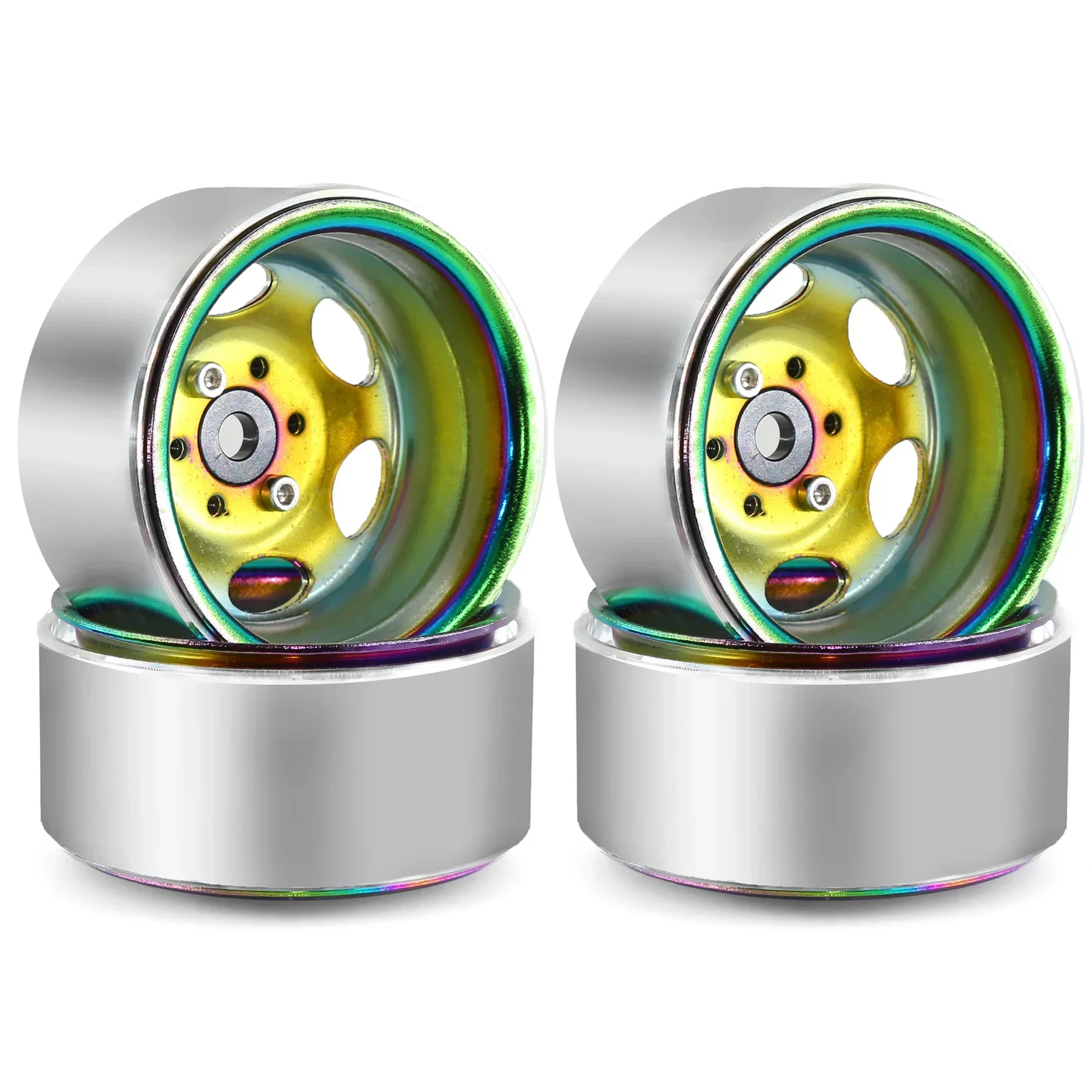 

4Pcs 1.9 Metal Beadlock Wheel Rims with Negative Offset for 1/10 RC Crawler - Compatible with Axial SCX10 Traxxas TRX4 D90 &More
