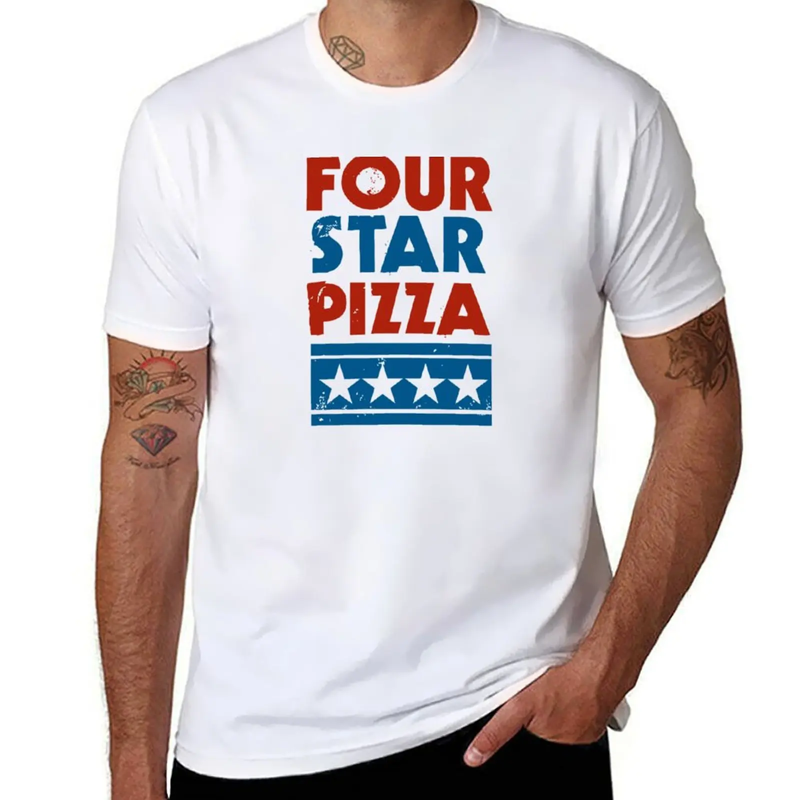

Resto Four Star Pizza T-Shirt man t shirt heavy cotton man t shirts for men T-Shirt