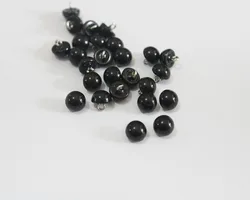 100pcs/lot 8/9/10/11.5/12.5/15/18/21/25mm half round full black button handscrew with meteal foot toy eyes --size option